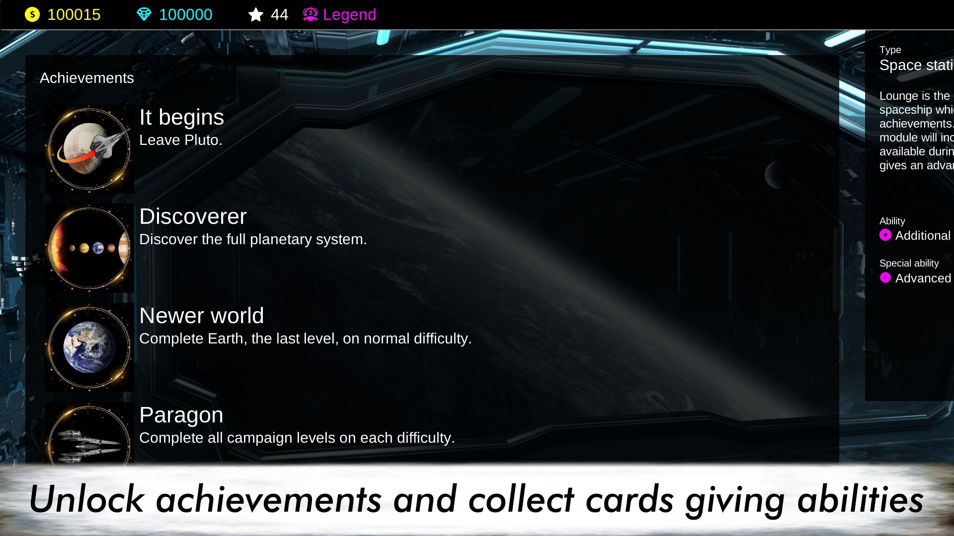 Cards and achievements